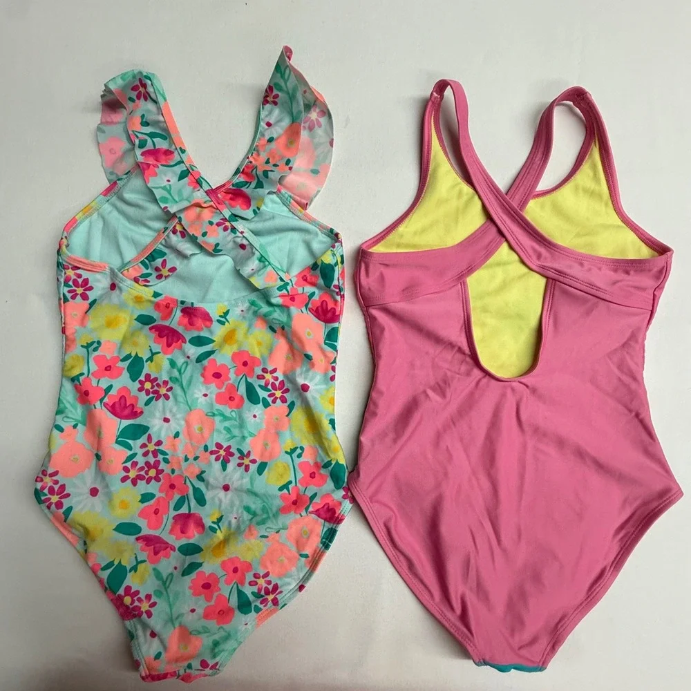 Girls Swimsuit Bundle Lot 2‎ Size Large 10/12 Cat & Jack Art Class One Piece